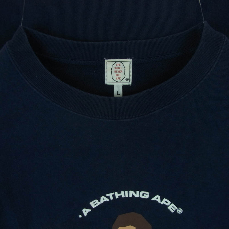 A BATHING APE アベイシングエイプ ラインロゴ クルーネック プリント