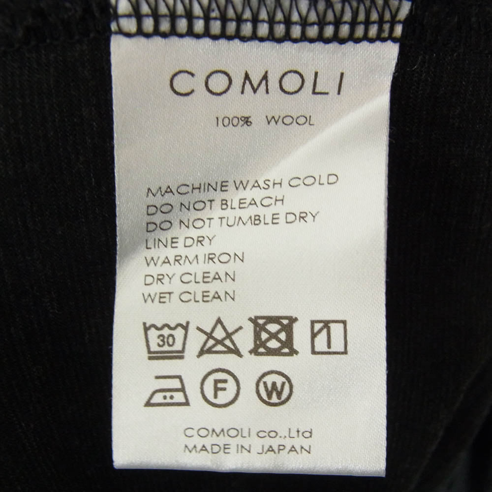 COMOLI コモリ 19SS P01-05007 日本製 ウール 天竺半袖 クルー ポケット 半袖 Tシャツ ブラック系 2【中古】