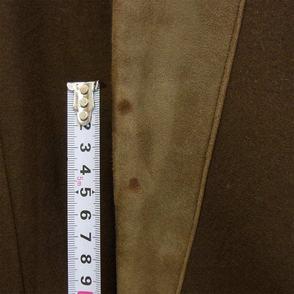 ALLSAINTS オールセインツ ヌバックレザー切替 ピークドラペル ダブルブレスト チェスターコート ブラウン系 160/76A【中古】