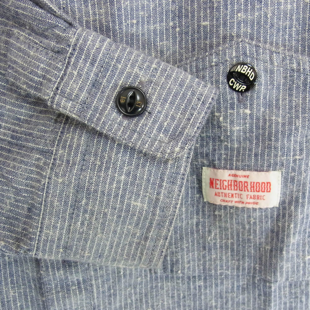 NEIGHBORHOOD ネイバーフッド 14SS 142BENH-SHM02 CLASSIC STRIPE / C-SHIRT .LS 長袖 シャツ ネイビー系 L【中古】
