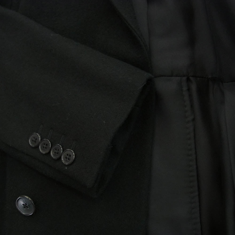 SAINT LAURENT サンローラン ダブルブレスト ベルト付き ウール チェスター コート ブラック系 52【極上美品】【中古】