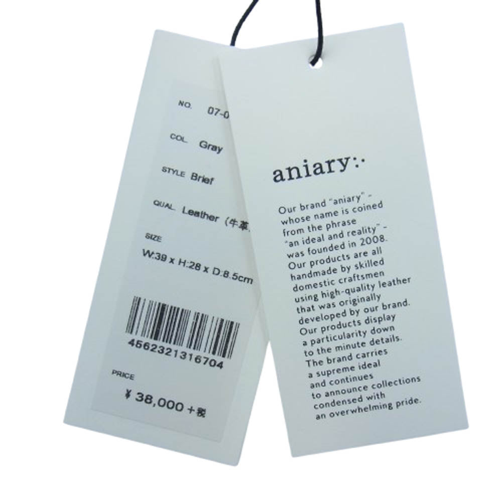 aniary アニアリ 07-01005 Shrink Leather シュリンクレザー ブリーフケース ビジネスバッグ グレー系【新古品】【未使用】【中古】