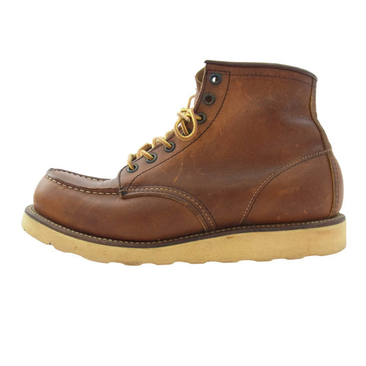 RED WING レッドウィング USA製 6 inch Classic Moc 875 6インチ クラシックモック 7HOLE モックトゥ ワークブーツ Uチップ ライトブラウン系 8.5 E【中古】