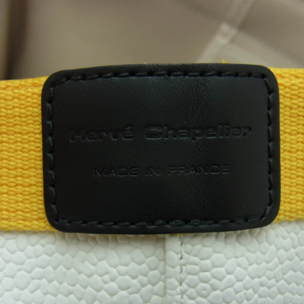 Herve Chapelier エルベ・シャプリエ 707GP リュクス 舟形 トートバッグ ブラン × ジョーヌ ホワイト系 イエロー系【美品】【中古】