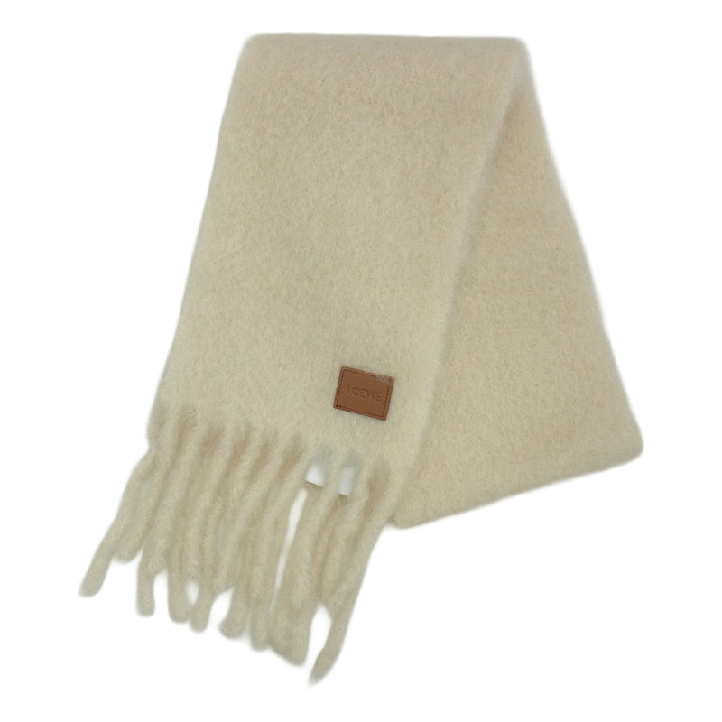 LOEWE ロエベ FSA6SS1X05 レザーロゴパッチ モヘヤ ウール フリンジ