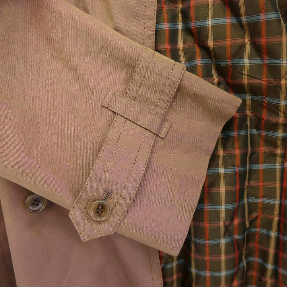 レリアン チェック柄キルティングライナー付 玉虫 トレンチ コート ブラウン系 9【中古】