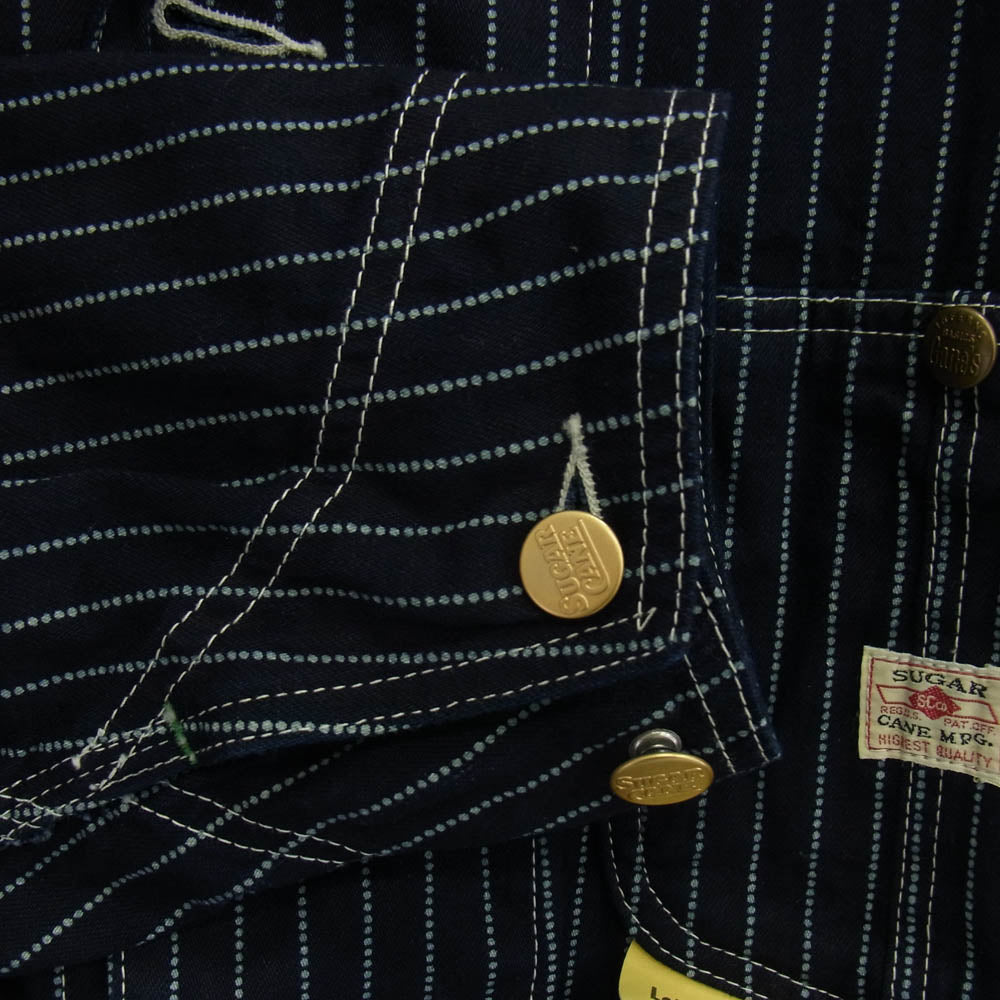 SUGAR CANE シュガーケーン SC14372 9oz WABASH STRIPE WORK COAT ウォバッシュ ストライプ カバーオール ジャケット インディゴブルー系 40【美品】【中古】