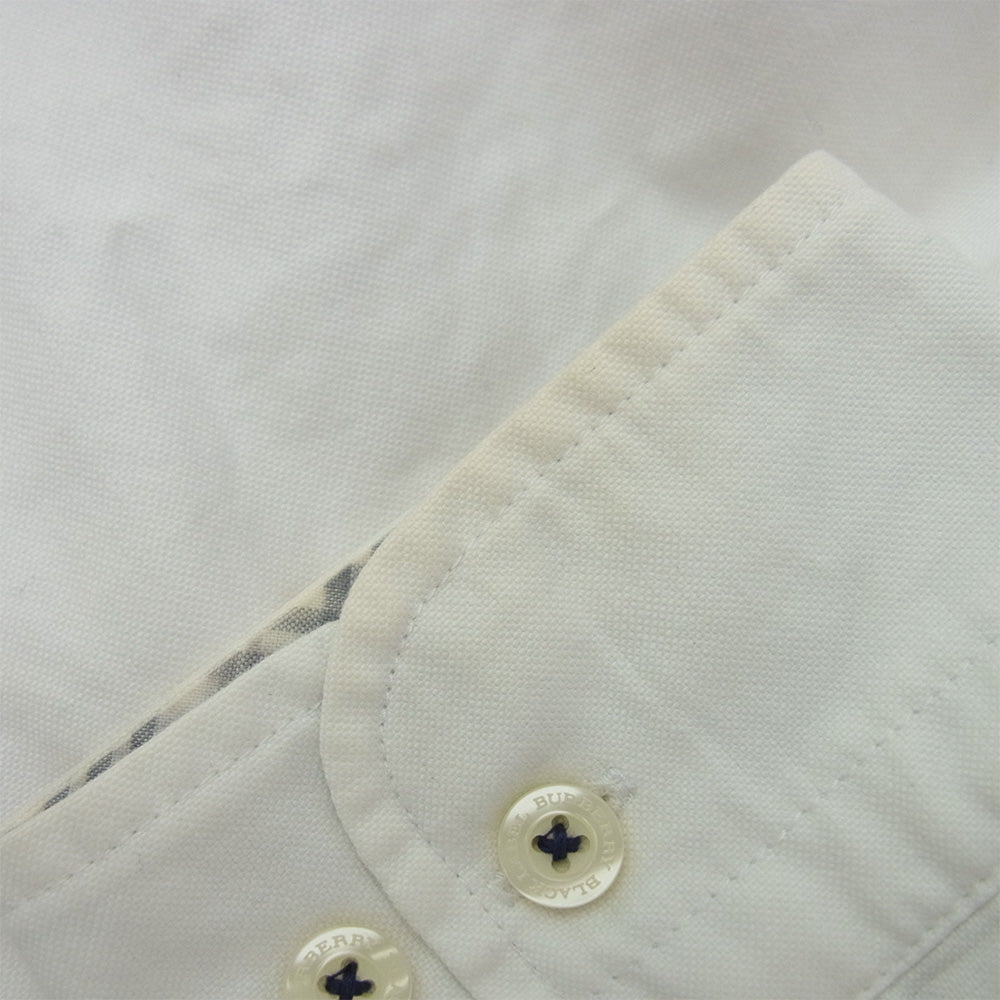 BURBERRY BLACK LABEL バーバリーブラックレーベル D1M07-606-02 ポケット 刺?ロゴ ボタンダウン コットン 長袖シャツ オフホワイト系 2【中古】