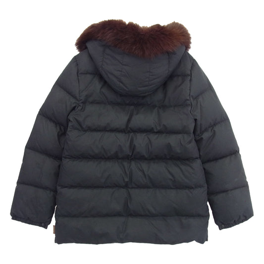 MONCLER モンクレール 茶タグ スナップボタン ジップアップ ファー ダウン ジャケット ブラック系 1【中古】
