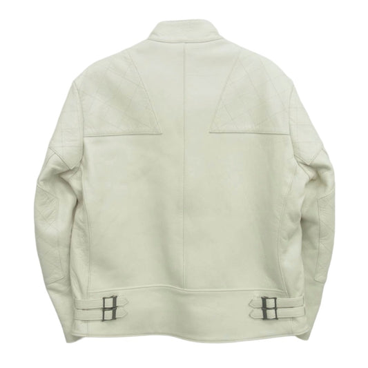 ADDICT CLOTHES アディクトクローズ ad-04 DEERSKIN RESISTANCE JACKET ディアスキン レザー ライダース ジャケット ホワイト系 46【中古】
