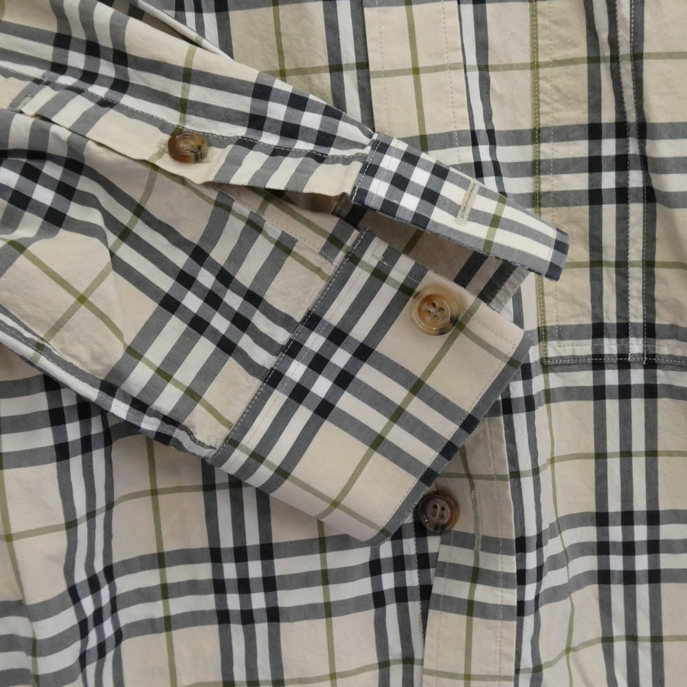 BURBERRY バーバリー 21AW 8042350 ティッシ期 レタードTBパッチ ノバチェック 長袖シャツ ベージュ系 L【中古】