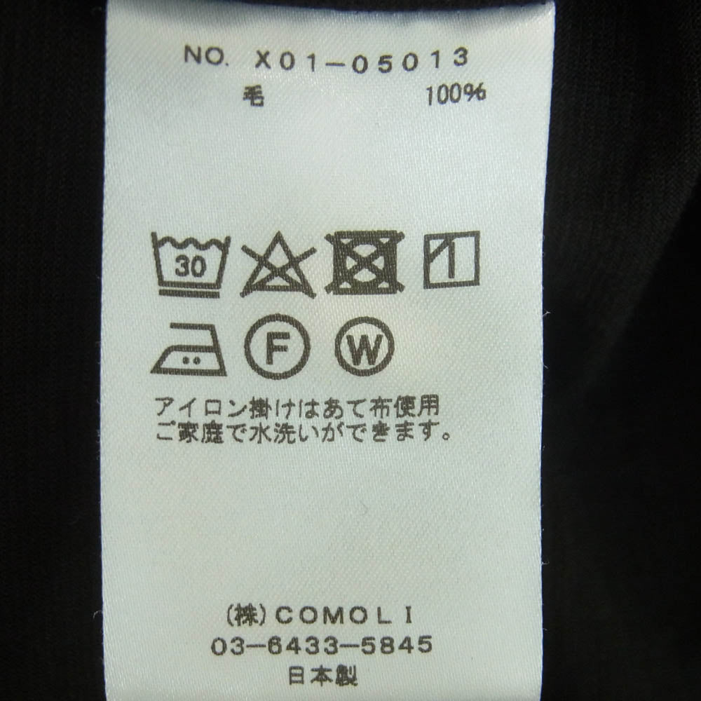 COMOLI コモリ 23ss X01-05013 サマーウール 天竺 半袖 Tシャツ ウール 日本製 ブラック系 2【中古】