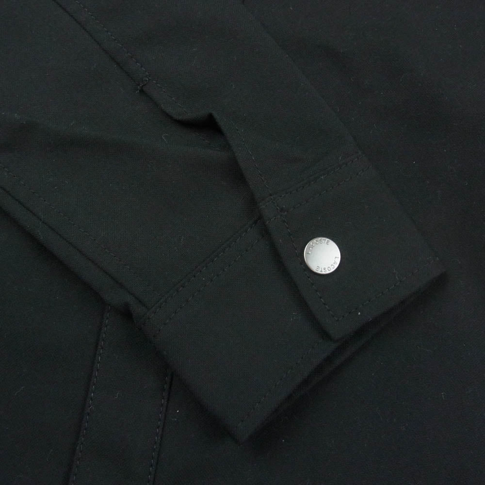 LACOSTE ラコステ CH006J-99 ロゴワッペン コットン シャツジャケット コーチジャケット ブラック系 39【新古品】【未使用】【中古】