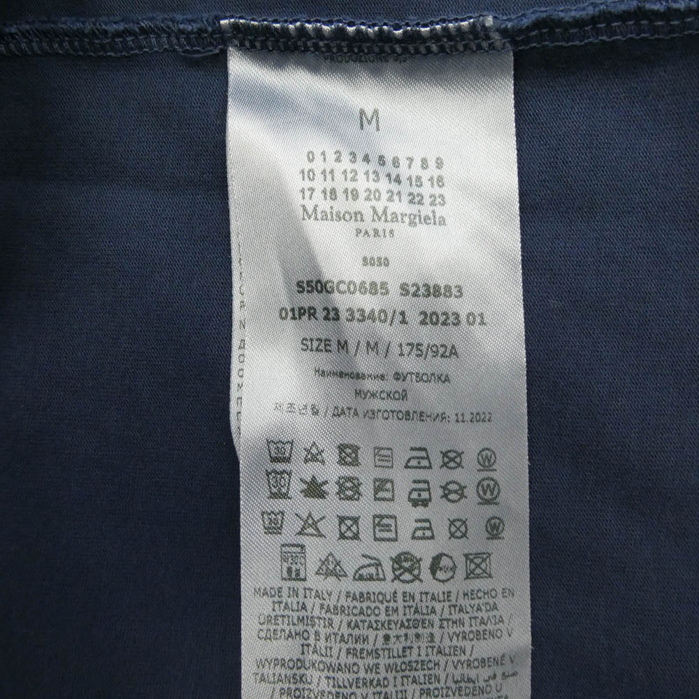 MAISON MARGIELA メゾンマルジェラ S50GC0685 四つタグ 1 10 ライン オーバーサイズ オーバーダイ ロゴ 半袖 Tシャツ ネイビー系 M【中古】