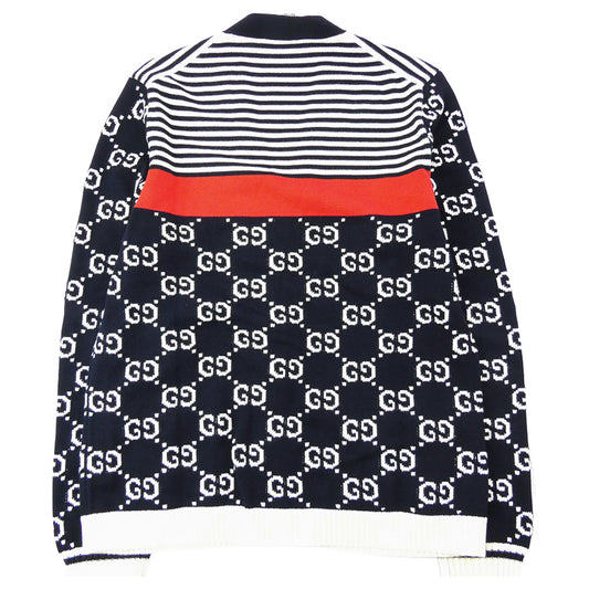 GUCCI グッチ 523048 GGジャガード コットン ニット カーディガン マルチカラー系 ブラック系 L【中古】