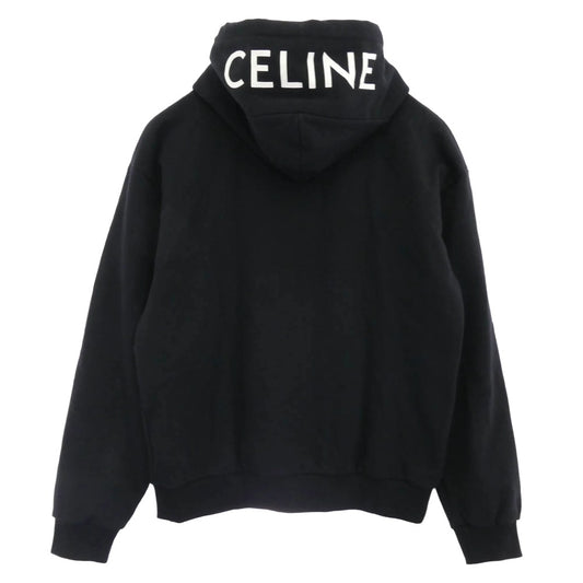 CELINE セリーヌ 2Y497670Q コットン フードロゴプリント ルーズフーディー パーカー ブラック系 L【中古】