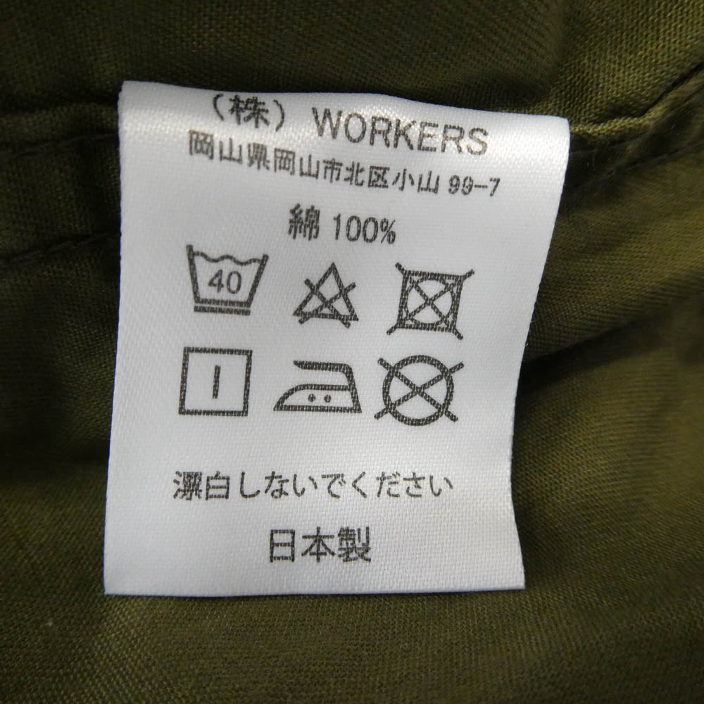 ワーカーズ ノーカラー プルオーバー ワーク シャツ グリーン系 M【中古】