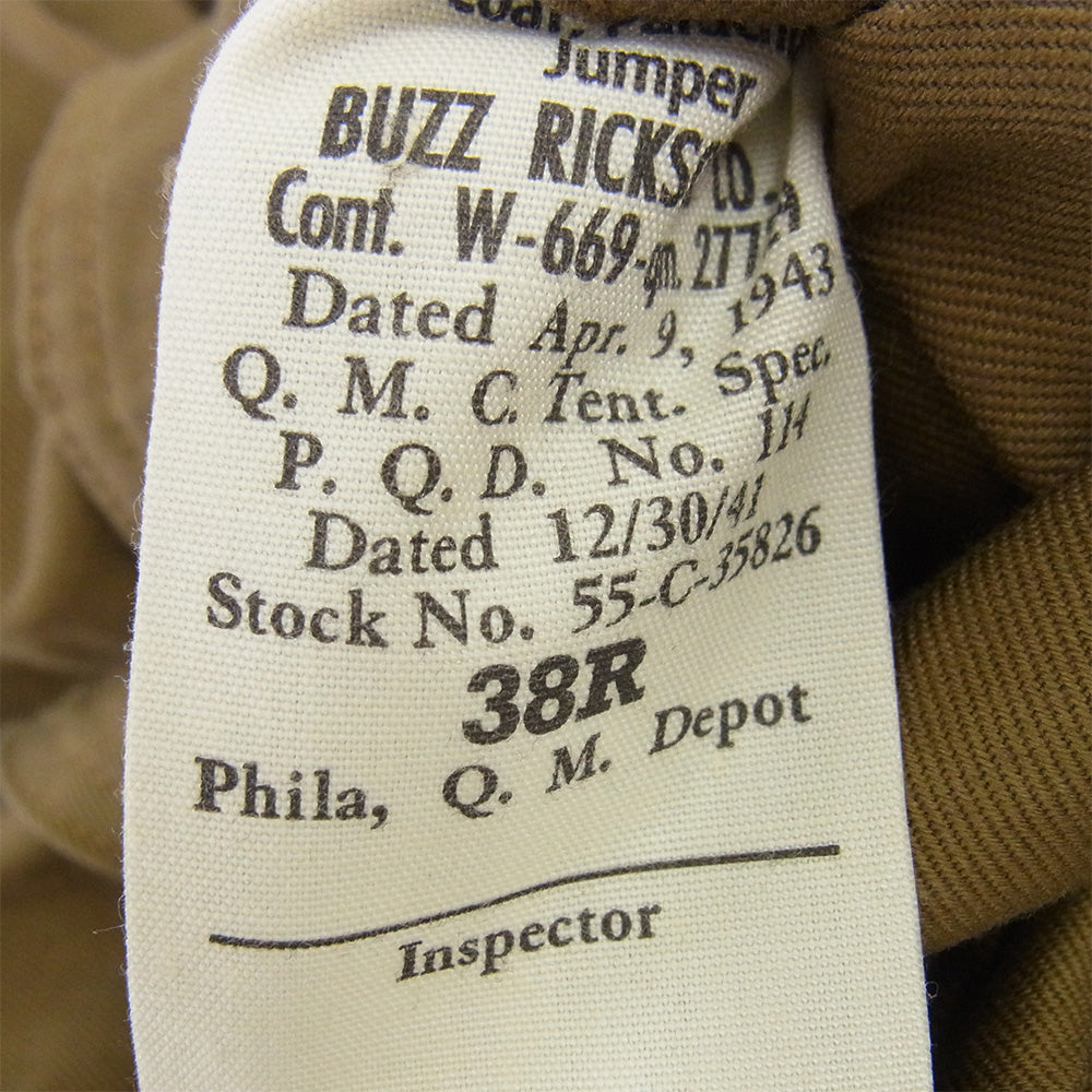 Buzz Rickson's バズリクソンズ BR14843 COAT PARACHUTE JUMPER 506th PARACHUTE INFANTRY REGIMENT パラシュート ジャンパー コート ジャケット カーキ系 38【中古】