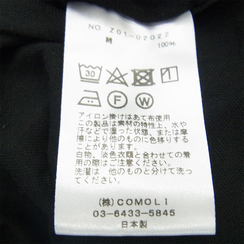 COMOLI コモリ 24SS Z01-02022 オックス 長袖 シャツ ブラック系 3【中古】