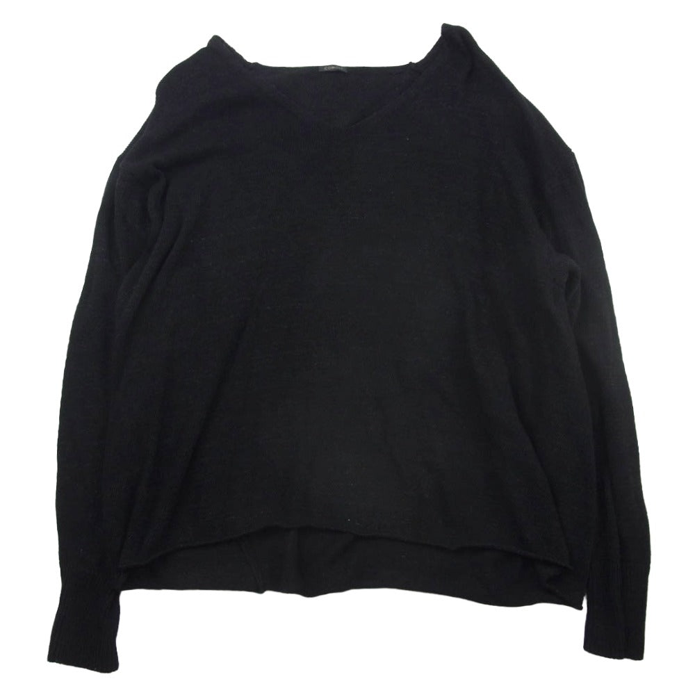 COMOLI ブラックVネックニット Z01-06019