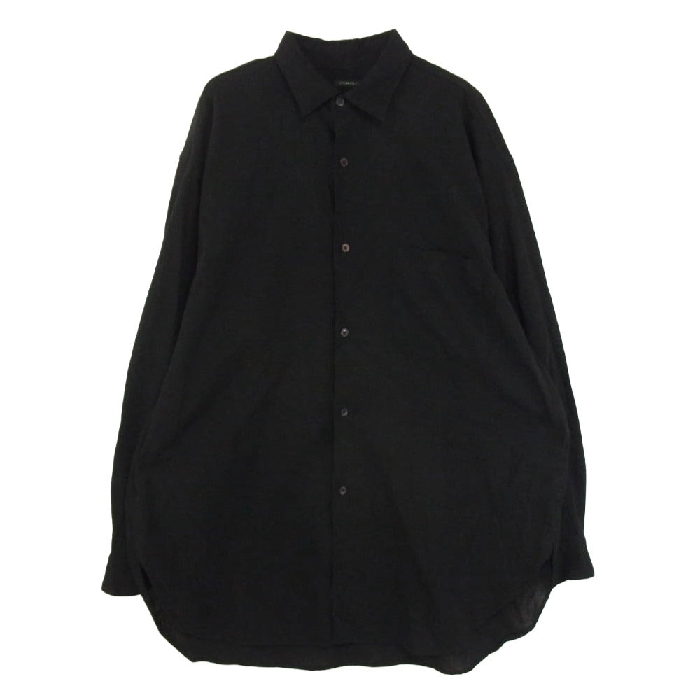COMOLI コモリ 25SS B01-02013 オックス 長袖 シャツ ブラック系 3【中古】 COMOLI コモリ 25SS B01-02013 オックス 長袖 シャツ ブラック系 3