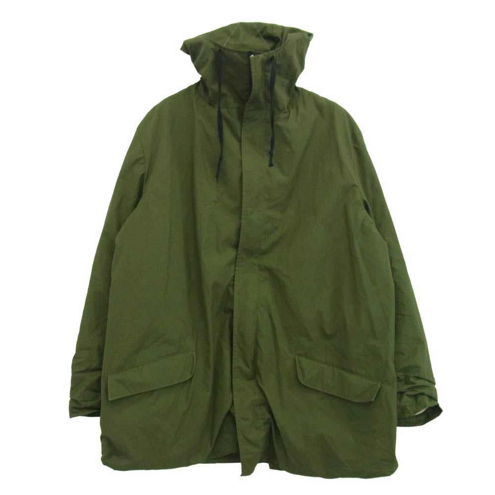 Paul Harnden ポールハーデン 英国製 COTTON M.Parka ダブルジップアップ フーデッド ジャケット カーキ系 XL【中古】 Paul Harnden ポールハーデン 英国製 COTTON M.Parka ダブルジップ