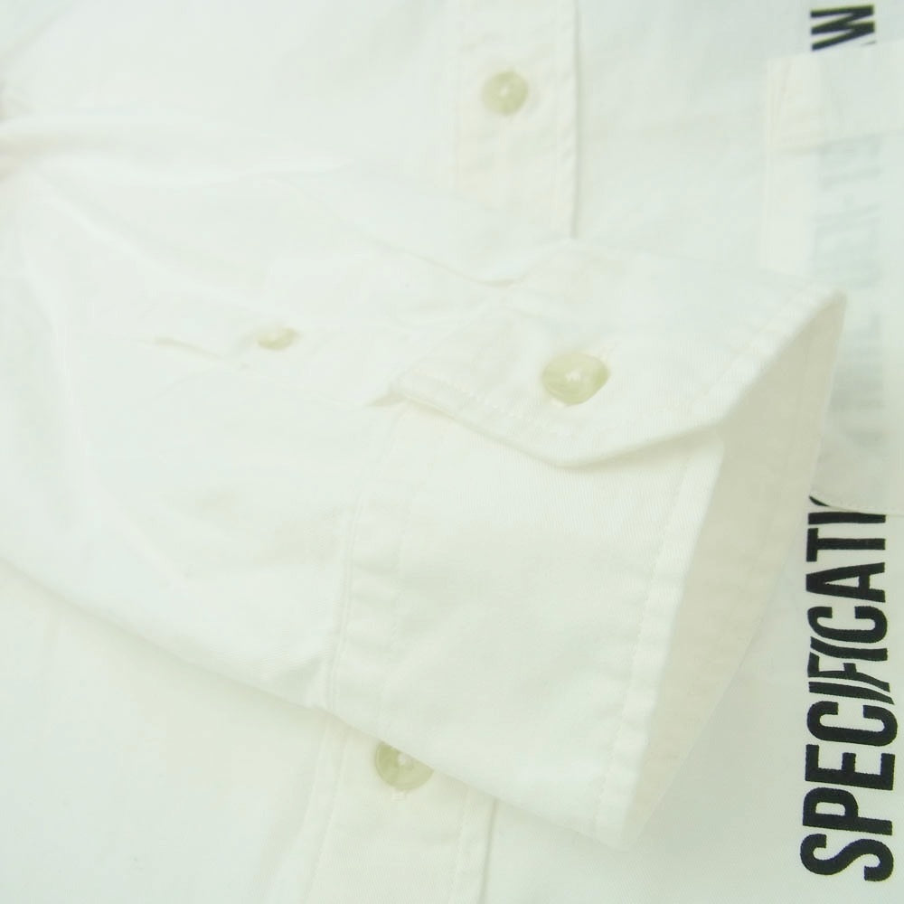 uniform experiment ユニフォームエクスペリメント ue-192014 GABARDINE BACK CONCEALED POCKET BIG B.D SHIRT コットンギャバジン ボタンダウン 長袖 シャツ ホワイト系 4【中古】