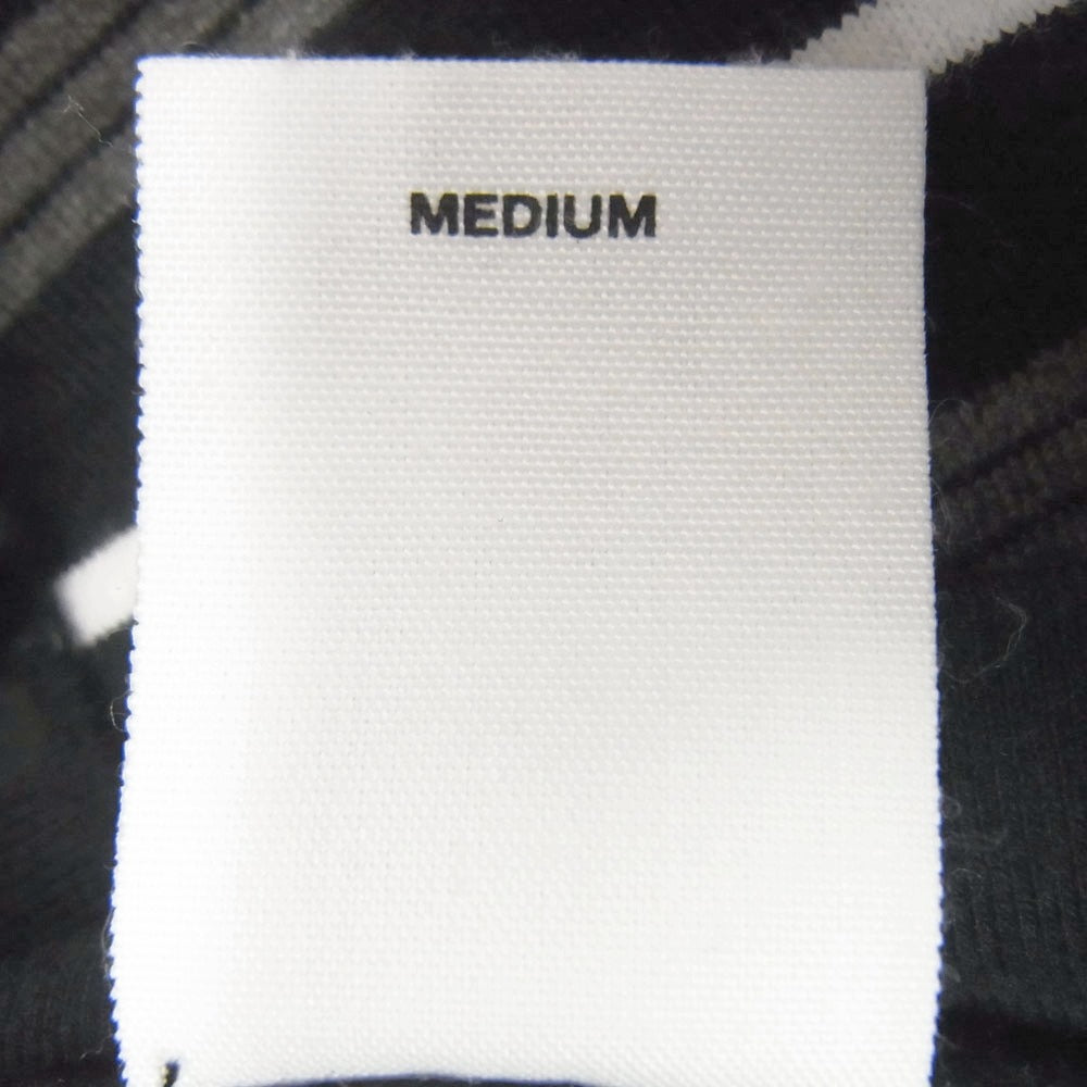 プリーズ ロゴ刺繍 ボーダー クルーネック 半袖 Tシャツ ブラック系 M【中古】