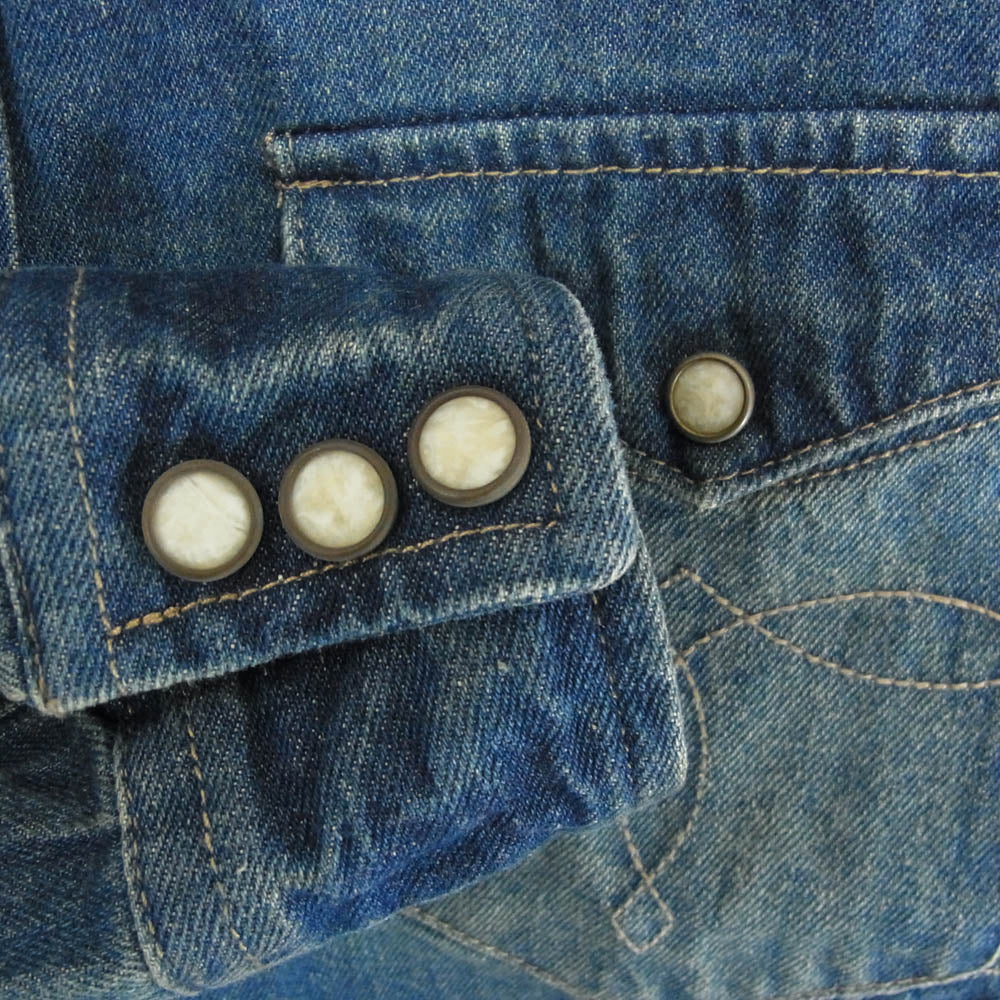 RRL ダブルアールエル デニム ウェスタン 長袖シャツ ポケット刺繍 インディゴ インディゴブルー系 S【中古】