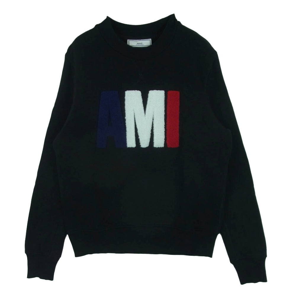 AMI PARIS アミパリス  ﾌﾞﾗｯｸ ﾌﾛﾝﾄﾛｺﾞ ｽｳｪｯﾄ S 関税込】新作◇AMI PARIS アミパリ◇ロゴ スウェットシャツ (AMI PARIS