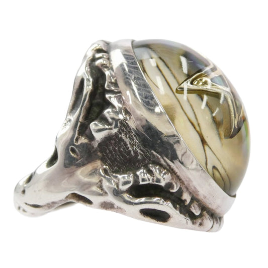 ALEX STREETER アレックスストリーター 2018 LIMITED ABALON SHELL ANGEL HEART RING HIGHDOME SHADOW STAR INSIDE 18K GOLD アバロンシェル エンジェルハート リング シルバー系 クリア系 13号【中古】