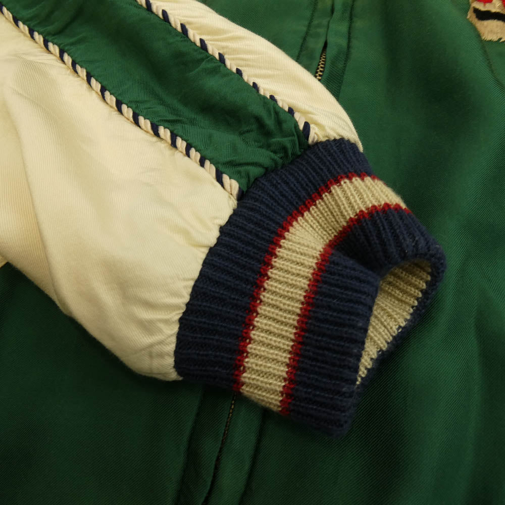 TAILOR TOYO テイラー東洋 TT15710 Early 1950s Style Acetate Souvenir Jacket TIGER HEAD × JAPAN MAP エイジング加工 スカジャン スーベニア ジャケット グリーン系 S【中古】