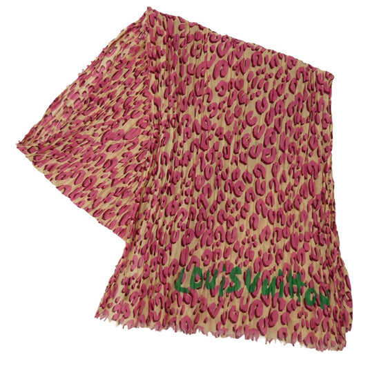 LOUIS VUITTON ルイ・ヴィトン M72864 ブロンコライユ コットン パレオ・レオパード ストール ピンク系【中古】