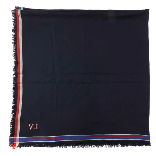 LOUIS VUITTON ルイ・ヴィトン MP1702 ロゴ ウール シルク 大判ストール ネイビー系【中古】