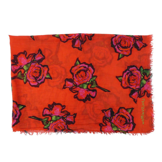 LOUIS VUITTON ルイ・ヴィトン M72379 カシミヤ シルク エトールローズ 大判ストール レッド系【中古】