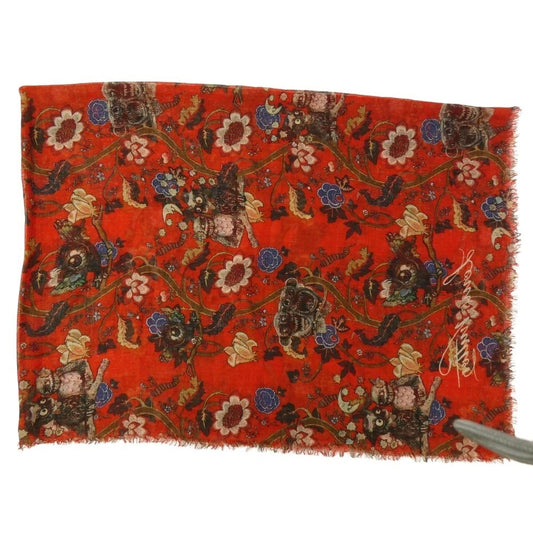 LOUIS VUITTON ルイ・ヴィトン 13AW × Chapman Brothers チャップマンブラザーズ カシミヤ シルク 大判ストール レッド系【中古】