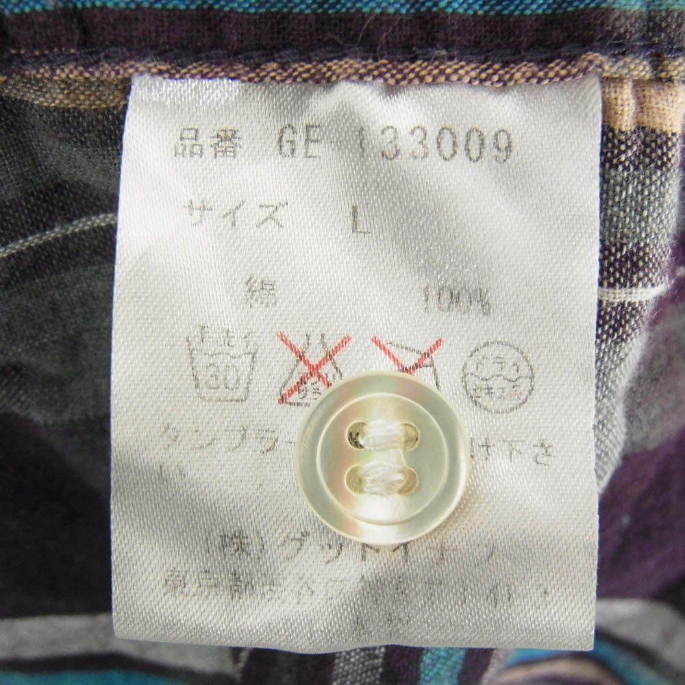 GOODENOUGH グッドイナフ GE-133009 MADRAS S/S REGULAR SHIRT 背ロゴ バックロゴ マドラス チェック 半袖 シャツ あずき色系 L【中古】