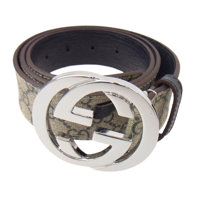 美品】GUCCI インターロッキング レザーベルト グッチシマ GG柄メンズ