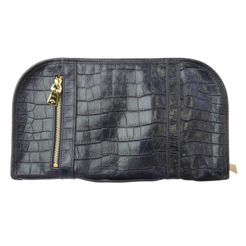 【ほぼ未使用近い】aniary アニアリー　クラッチ　セカンドバッグ　クロコ方押し本革　鞄/クラッチバッグ　日本　アニアリ　伊勢丹 aniary アニアリ クロコ型押し クラッチバッグ セカンドバッグ ブルー系中古