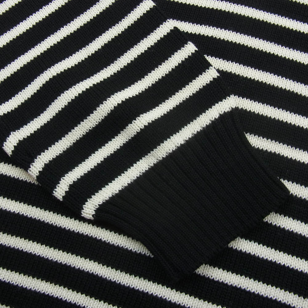SAINT LAURENT サンローラン 588063 YAFQ2 ショルダーボタン ボーダーニット セーター ブラック系 ホワイト系 L【中古】