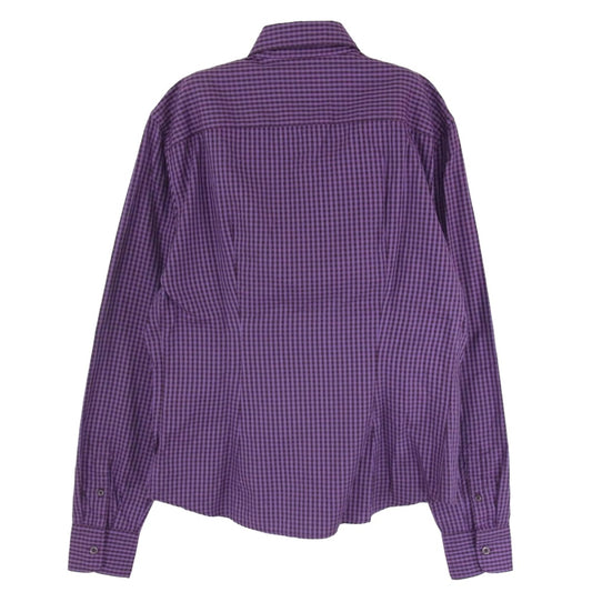 PRADA プラダ LAY000110 ギンガムチェック ボタンダウン シャツ パープル系 40【中古】