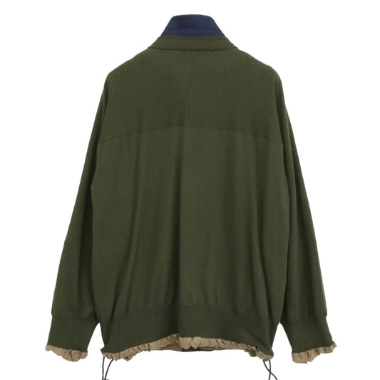 Sacai サカイ 22-02806M Knit Jacket 異素材切替 ドッキング ニット ジャケット モスグリーン系 2【中古】