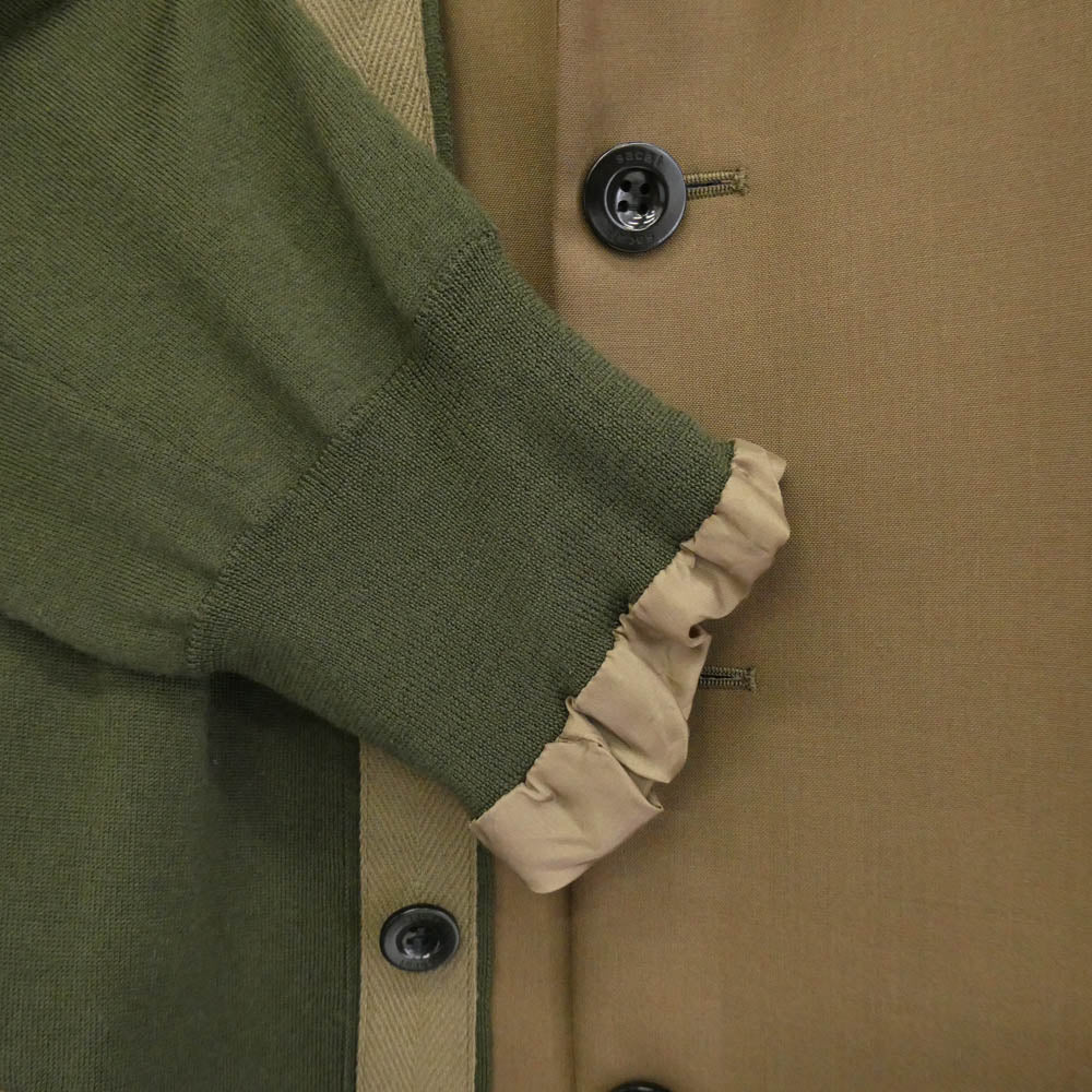 Sacai サカイ 22-02806M Knit Jacket 異素材切替 ドッキング ニット ジャケット モスグリーン系 2【中古】
