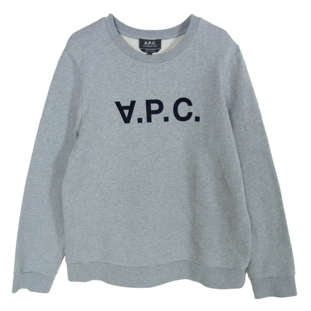 A.P.C. グレー ロゴ スウェット V.P.C. 反転ロゴ A.P.C. アーペーセー 反転ロゴ プリント クルーネック スウェット