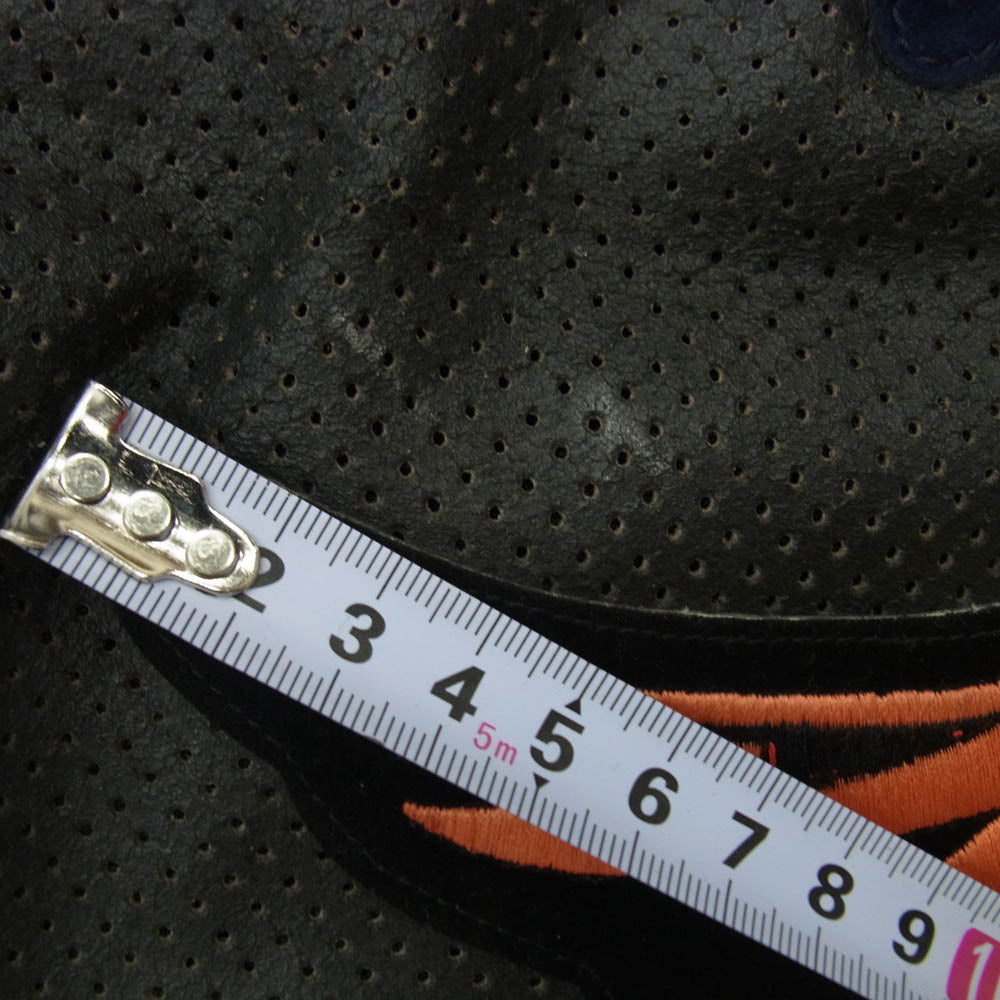 HARLEY DAVIDSON ハーレーダビッドソン ロゴ ワッペン レザー メッシュ ベスト ブラック系 M【中古】