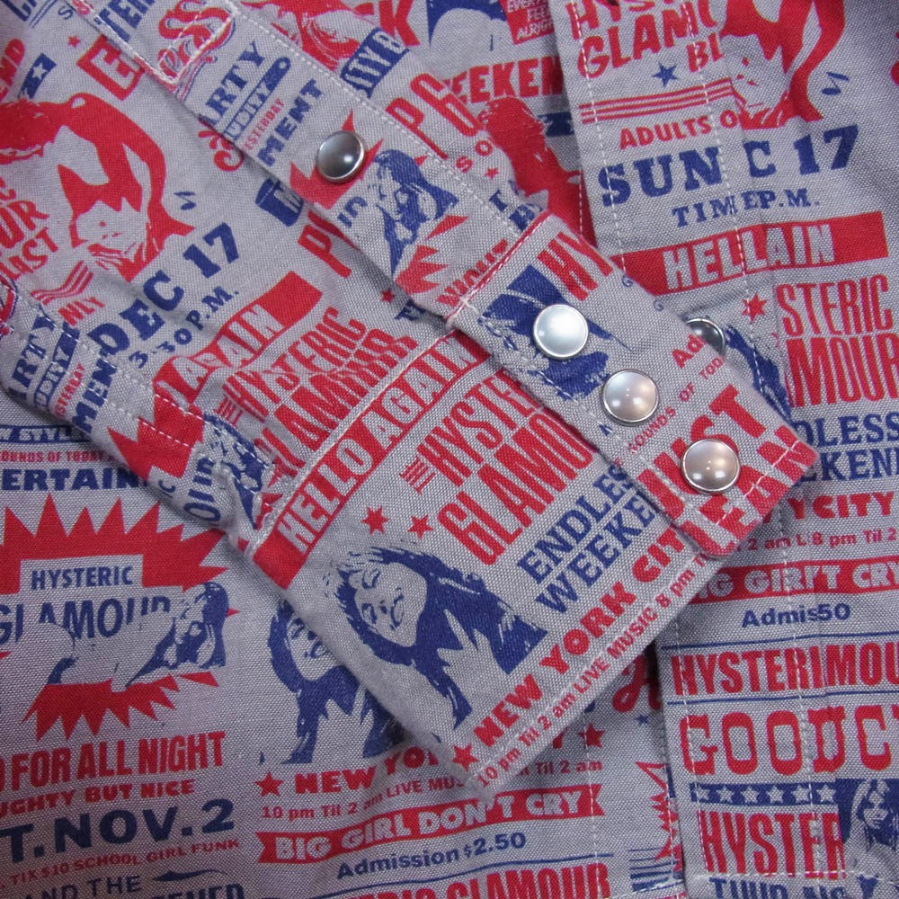 HYSTERIC GLAMOUR ヒステリックグラマー 0224AH02 プリント デザイン ウエスタン 長袖 シャツ グレー系 S【中古】