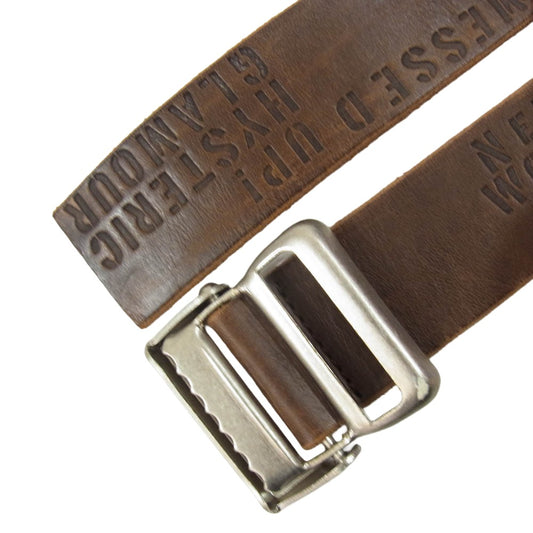 HYSTERIC GLAMOUR ヒステリックグラマー UP SIDE DOWN レザー ベルト ブラウン系【中古】