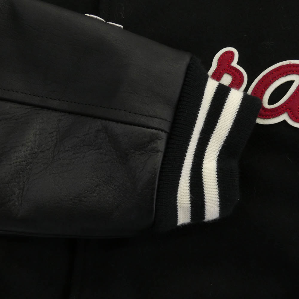 ウィザード WZ29JK001 VARSITY JACKET Kid Cudi ヒューマンメイド取扱い ヴァーシティジャケット 袖レザー スタジャン ブラック系 L【美品】【中古】