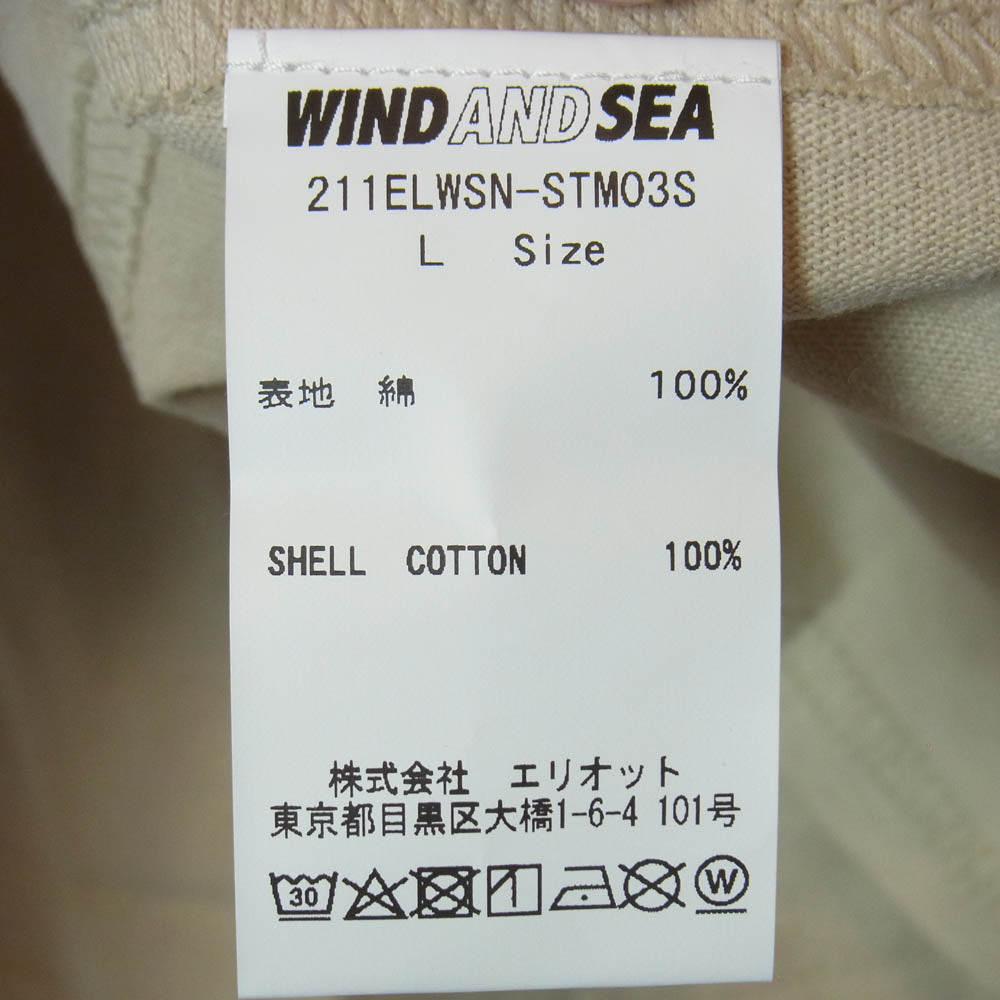 NEIGHBORHOOD ネイバーフッド 21SS 211ELWSN-STM03S × WIND AND SEA TEE NHWDS-3 C-TEE SS ウィンダンシー ロゴプリント クルーネック コットン半袖 Tシャツ カットソー ベージュ系 L【新古品】【未使用】【中古】