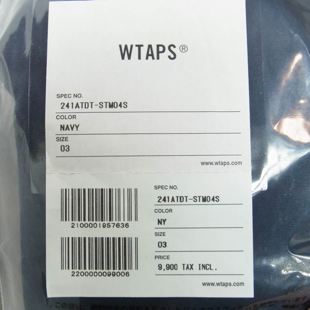 WTAPS ダブルタップス 24SS 241ATDT-STM04S SIGN SS フルロゴ フロントプリント クルーネック 半袖 Tシャツ カットソー ネイビー系 3【極上美品】【中古】